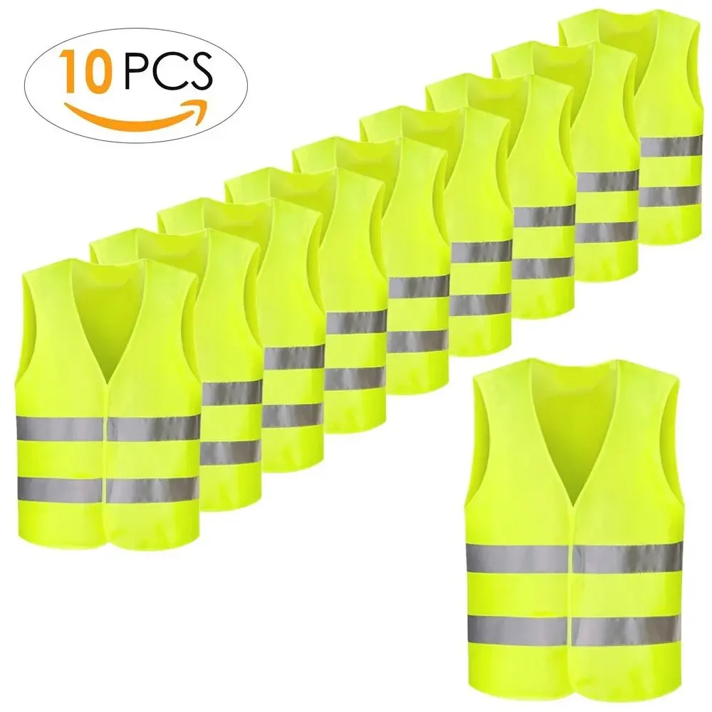 Safety Vests 10/20/50 Pack-Yellow/Orange Reflective High Visibility Hi Vis Silver Strip, Men Women, Work,Cycling,Runner,Surveyor