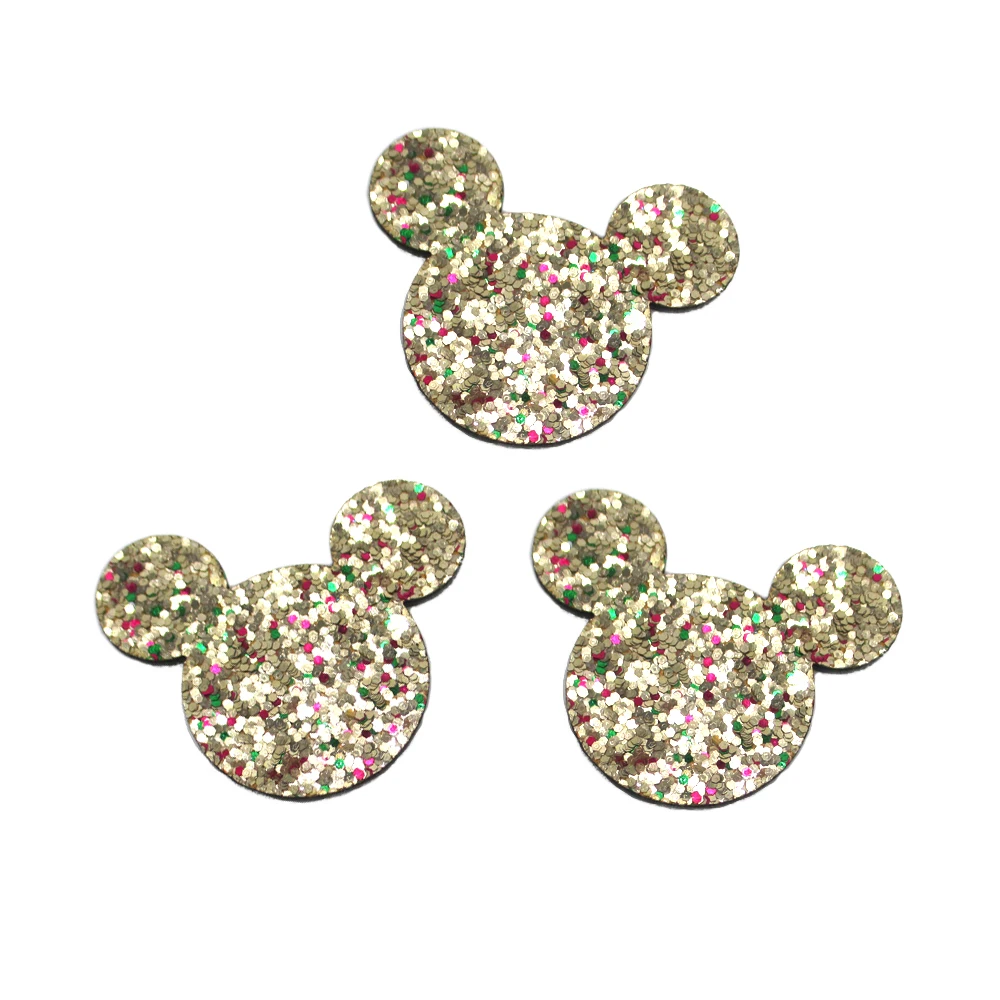 Disney Mickey Head 5pcs/lot Planar Resin Flatback Glitter Acrylic Craft Supplies Cabochon Scrapbook DIY Hair Bow Bag Material