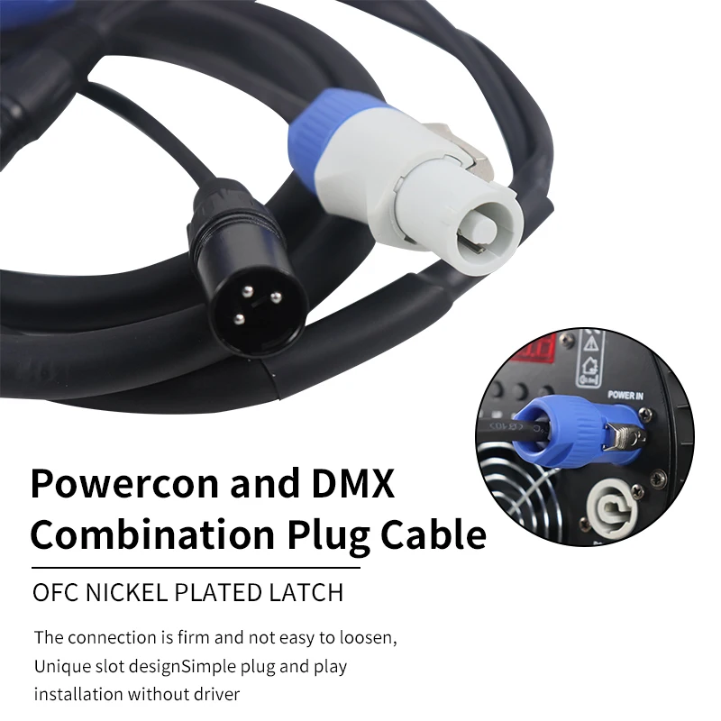 Combinaison de câbles d'alimentation DMX, prise Powercon et ligne de Signal DMX XLR, accessoires pour scène, mariage, DJ Disco