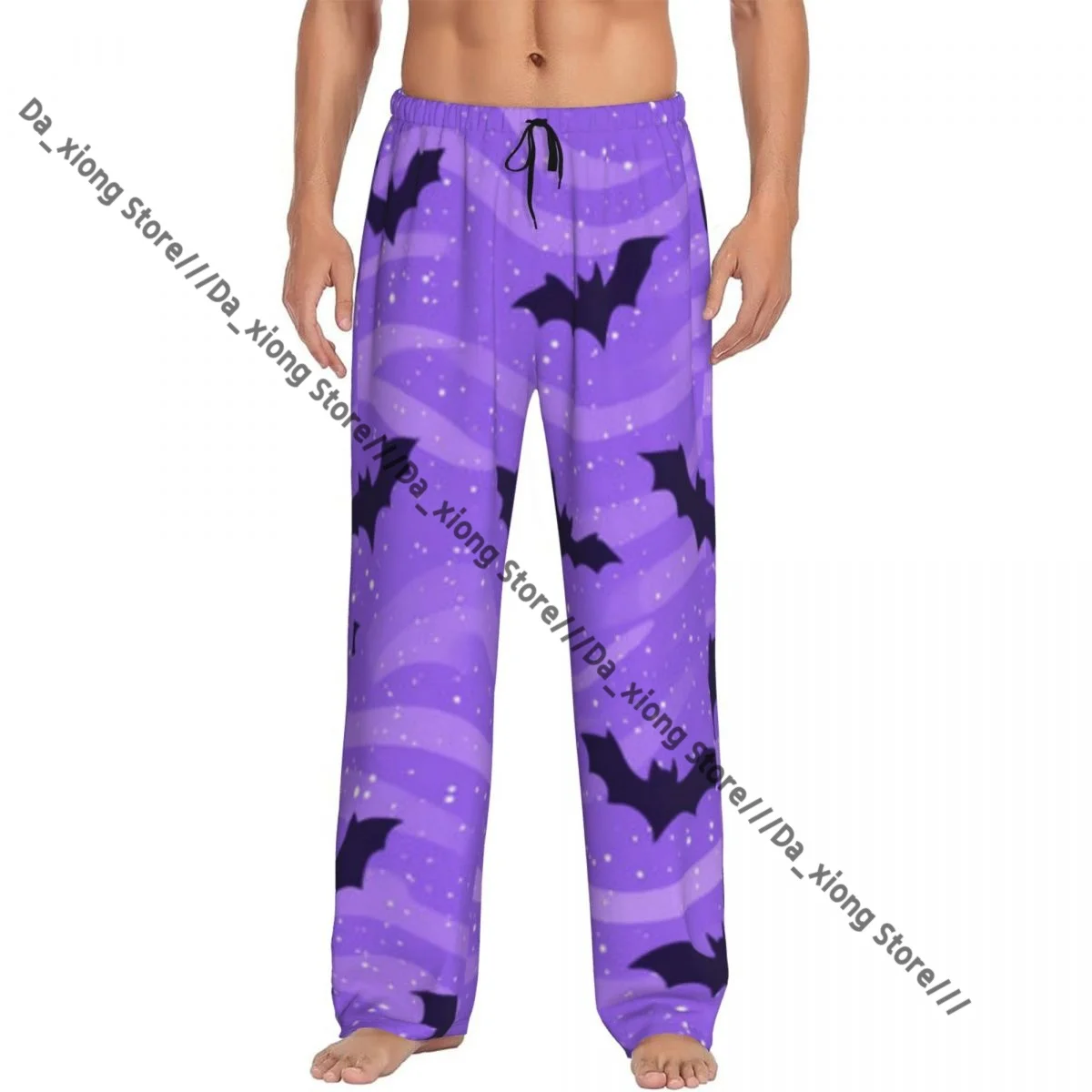 Whimsical Waves And Scattered Bats Mens Pajamas Pyjamas Pants Lounge Pants Sleep Bottoms