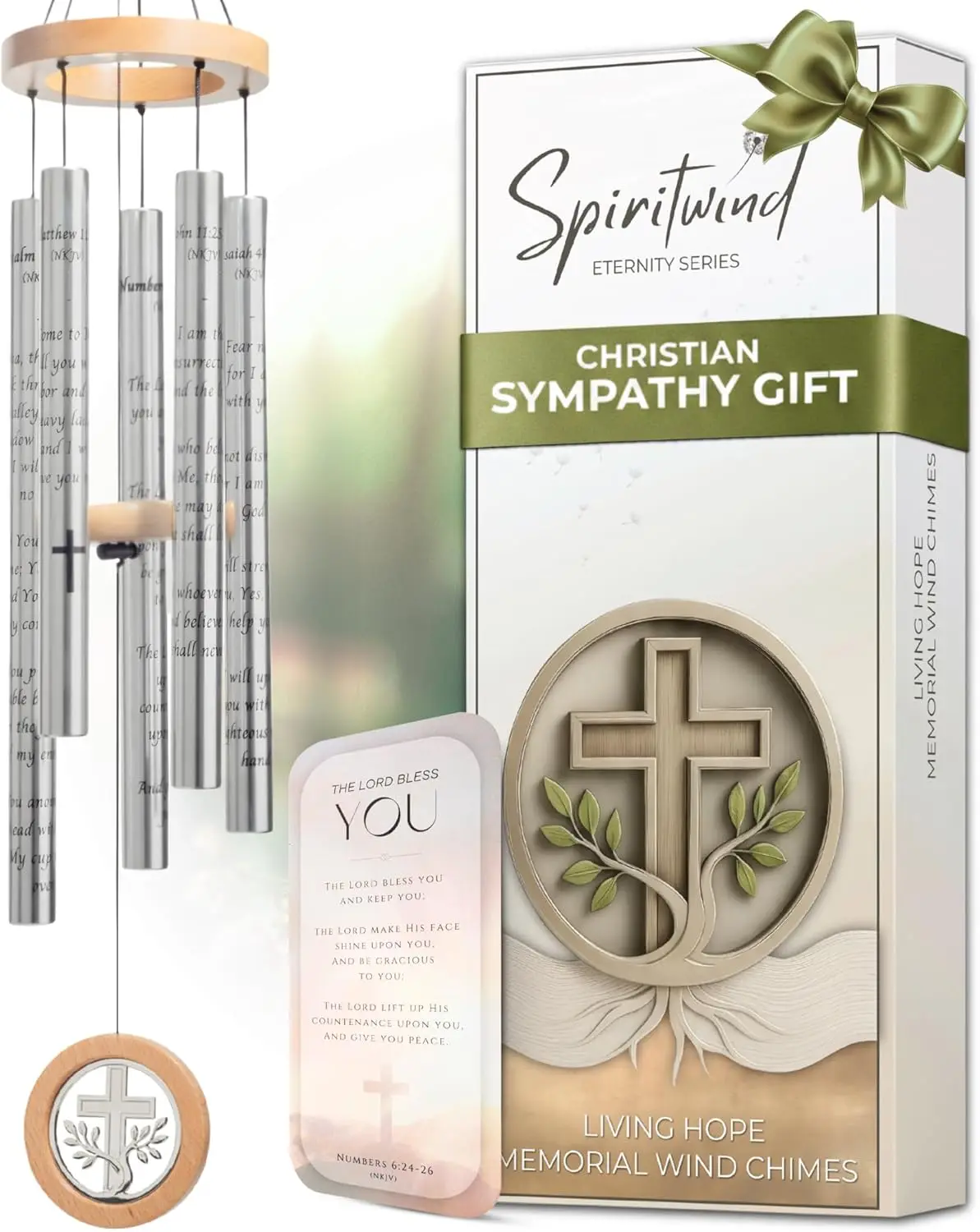 

Мемориальные ветряные колокольчики в память о усопшем - уличный декор с открыткой и цветочным памятным сувениром - религиозные памятные подарки (32 дюйма)