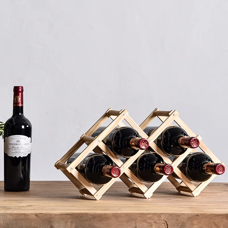 Foldable Wine Rack Decoration Wine Shelf Solid Wood Home Small Modern Minimalist Wine Cabinet Display Rack Red Wine Lattice