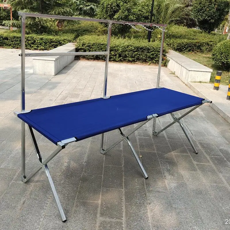 

2M Length Street Stall Simplicity Metal Framework Folding Table Portable Durable Sturdy Toy Clothing Storage Display Rack