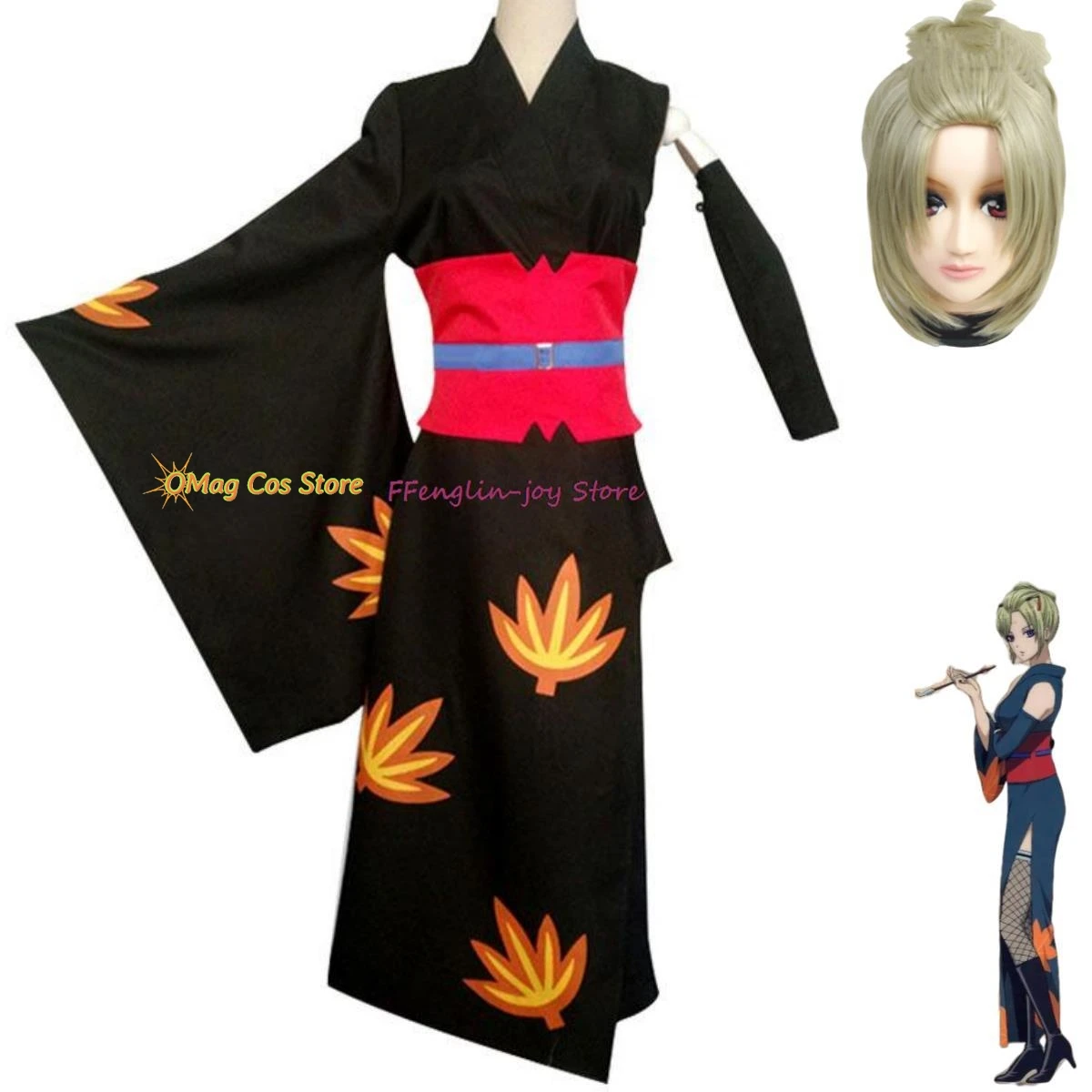 

Костюмы на Хэллоуин, аниме Gintama Tsukuyo, парик для косплея, японское черное кимоно с принтом, банный халат, женские сексуальные вечерние наряды для взрослых