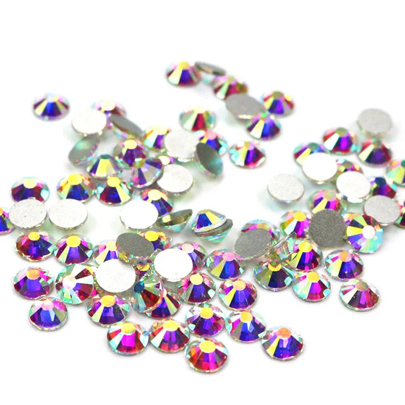 PUBRILEX Crystal AB/Clear Non-Hotfix Strasssteine 14 Facetten Flache Rückseite Glas-Strass für Nagelkunst, Kleidungsstücke und Dekorationen – Detail 7