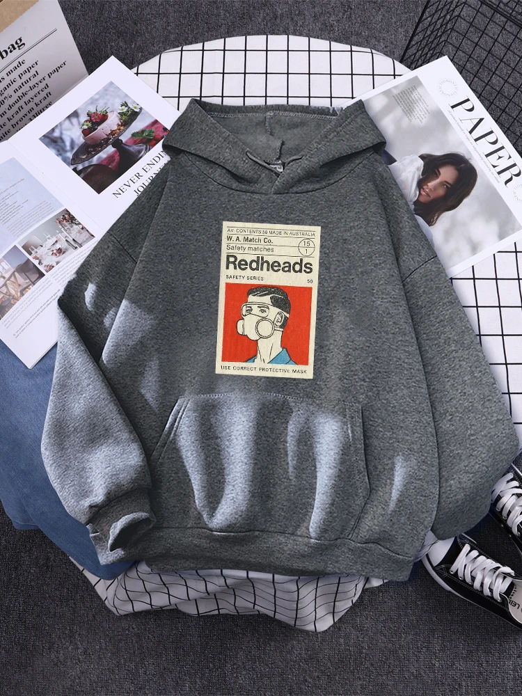 Redheads Matchbox Art A Men Use Correct Projective Mask Women Hoodies School Warm Sweats Basic Simple Pullover Street Soft Top