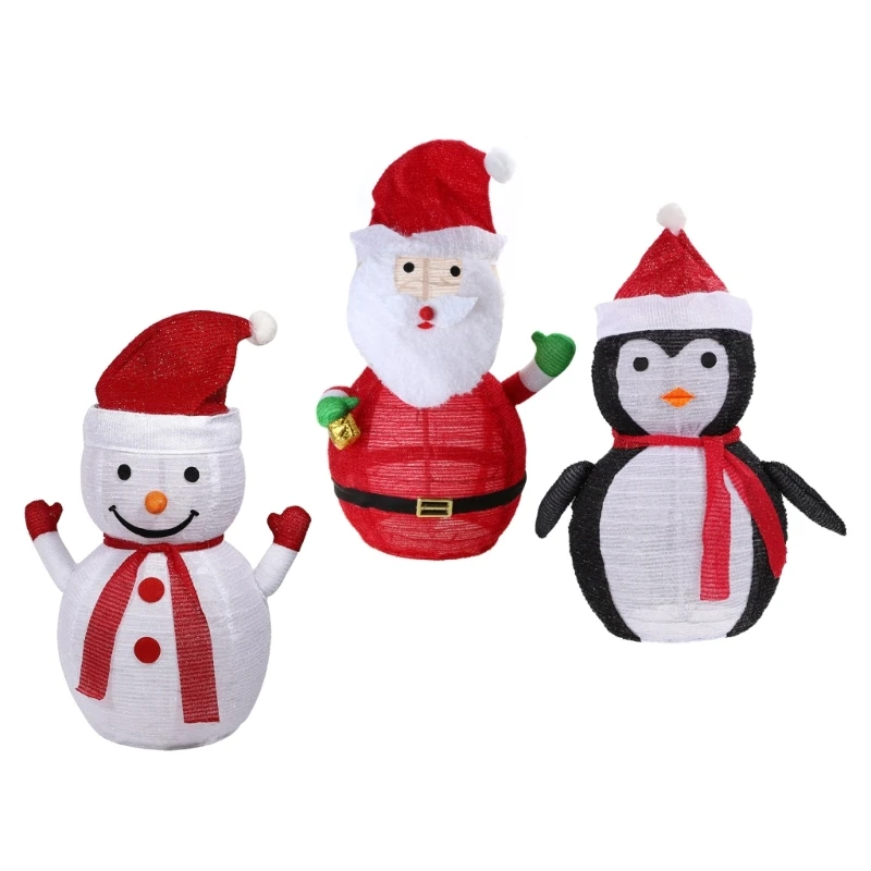 

Garden Christmas Snowman Santa Lantern Foldable Penguin LED Lawn Glowing Drop shipping