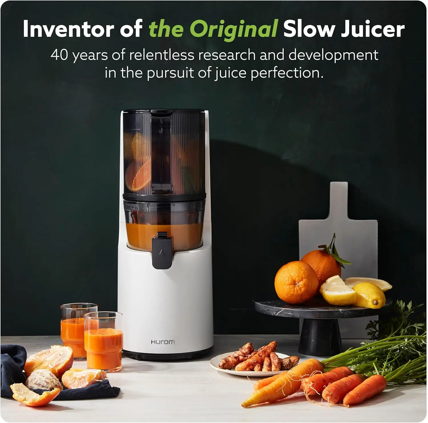 Easy Clean Electronic Juicer Machine (White) - Self Feeding Slow Juicer w Big Mouth to Fit Whole Fruits & Vegetable