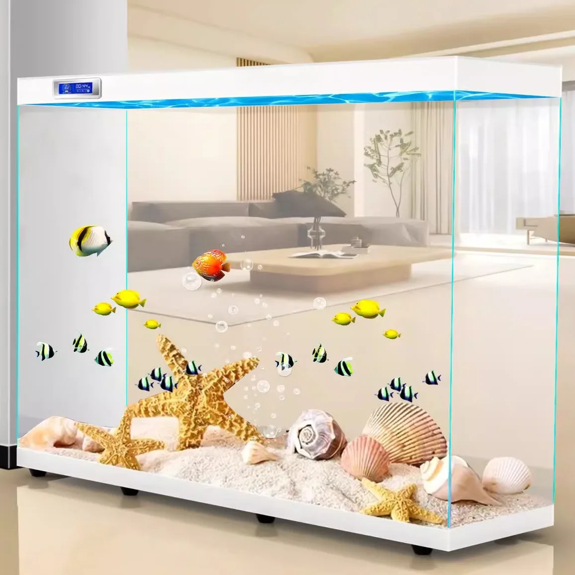 

Новый экранный аквариум из ультра-белого стекла, настольный интегрированный гостиной, большой и средний пол, прямоугольный аквариум