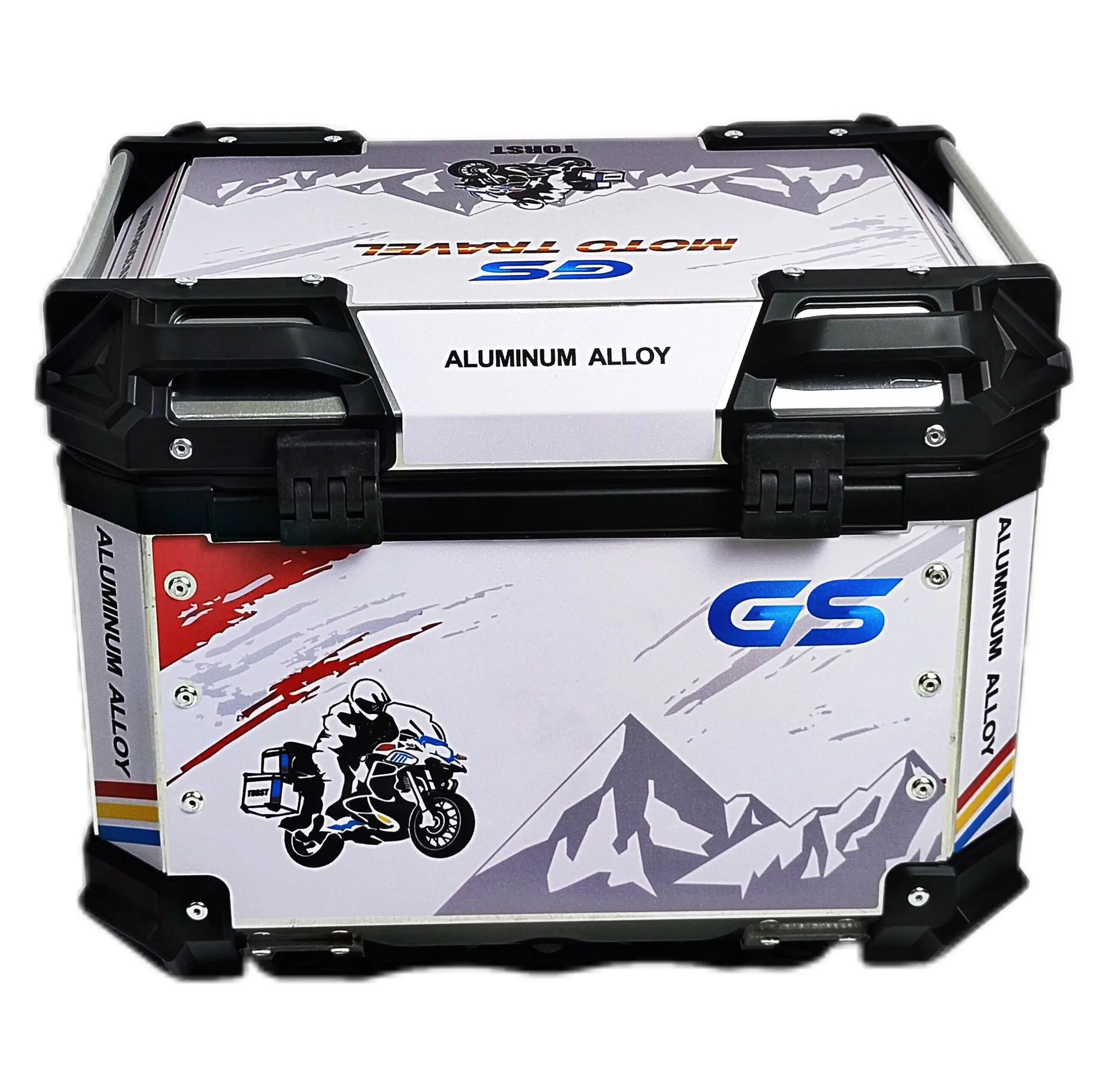 

STLF Motorcycle Top Box Luggage Storage Cases Travel Aluminium Alloy Waterproof Motorbike Tail Box 45L