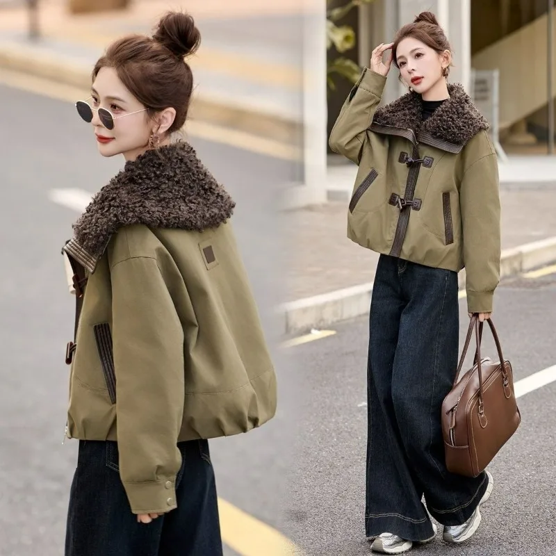 New Winter Large Lapel Cotton-padded Jacket Inner Layer Overcome Short Cotton-padded Jacket Fashion Versatile Warm Stylish Women