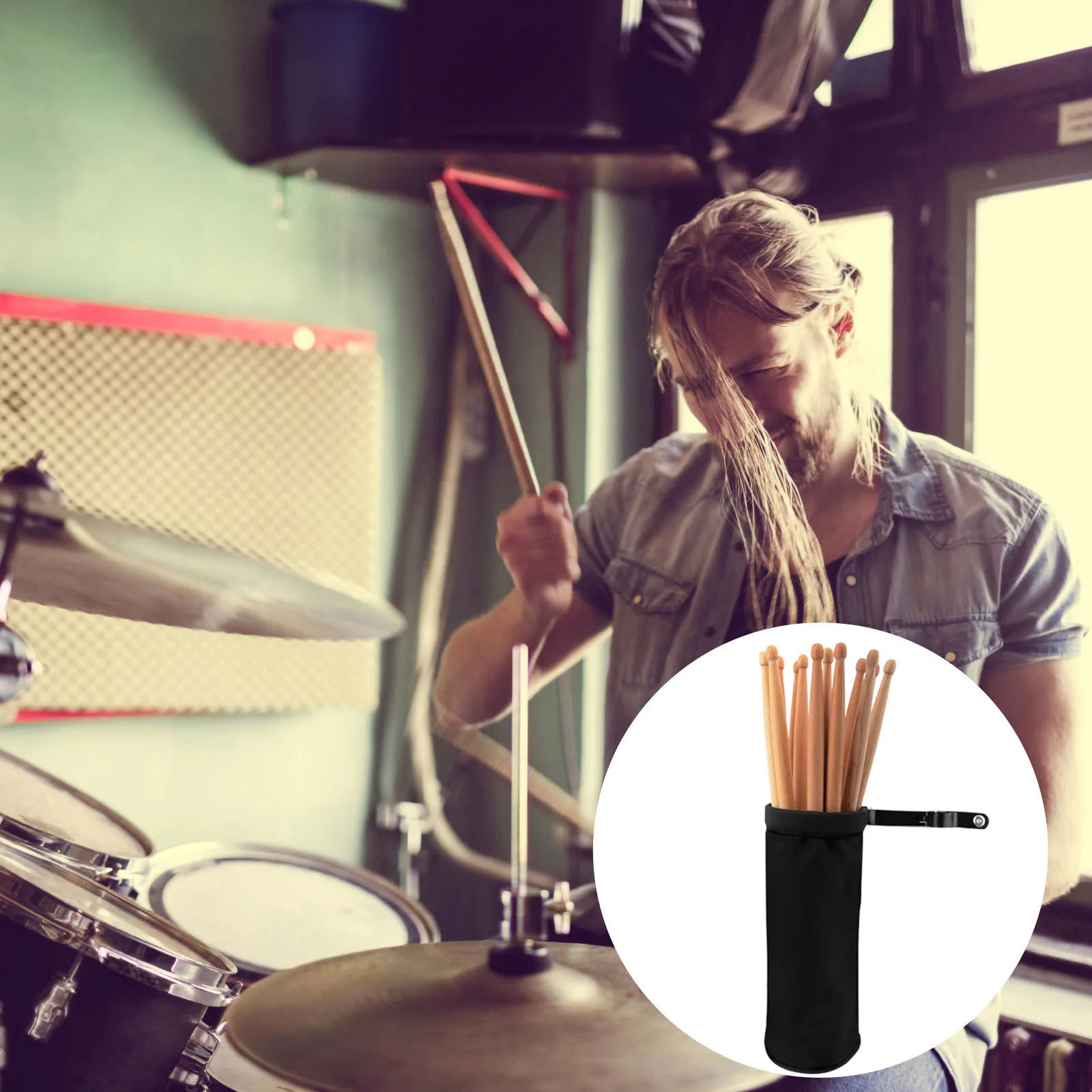 

Drum Accessories Professional Drumstick Barrel Clip Storage Pouch Oxford Cloth Portable