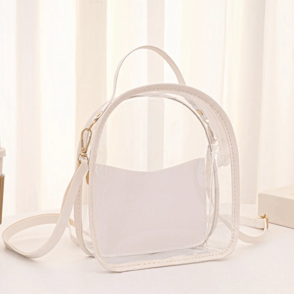 

Storage Bag PVC Transparent Backpack Transparent Waterproof Jelly Shoulder Bag Zipper Clear Crossbody Bag Girl