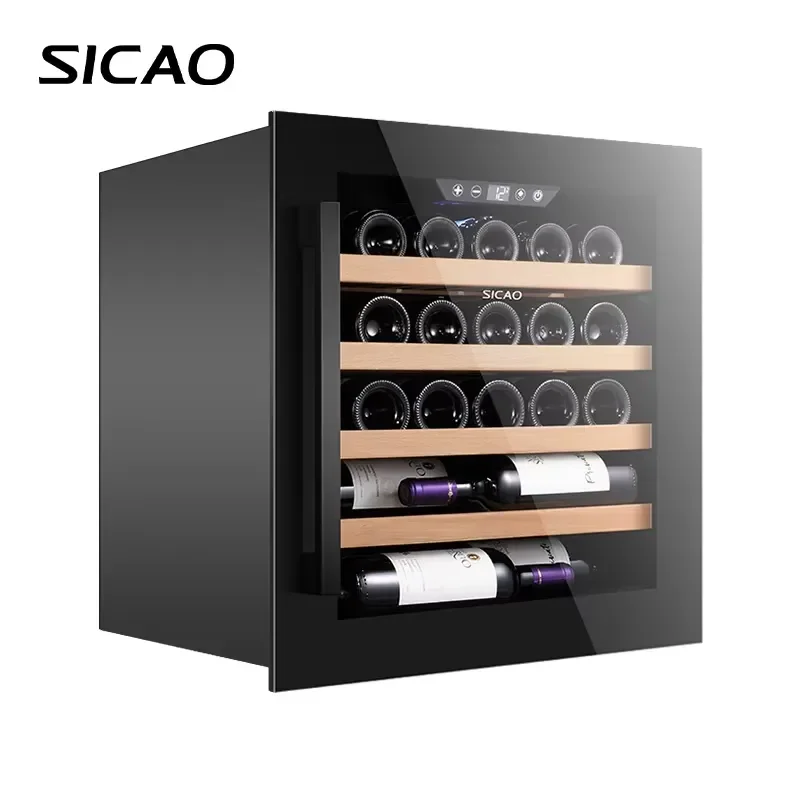 Mini Wine Fridge Compressor Cooling Mirror Glass Door Small Wine Cooler Built In Refrigerator For Home Hotel Bar Commercial