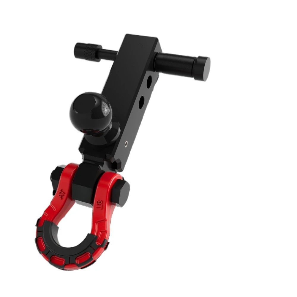 Three-hole ball trailer arm, 2 inches, universal base, rescue towing, towed black chrome-plated ball head