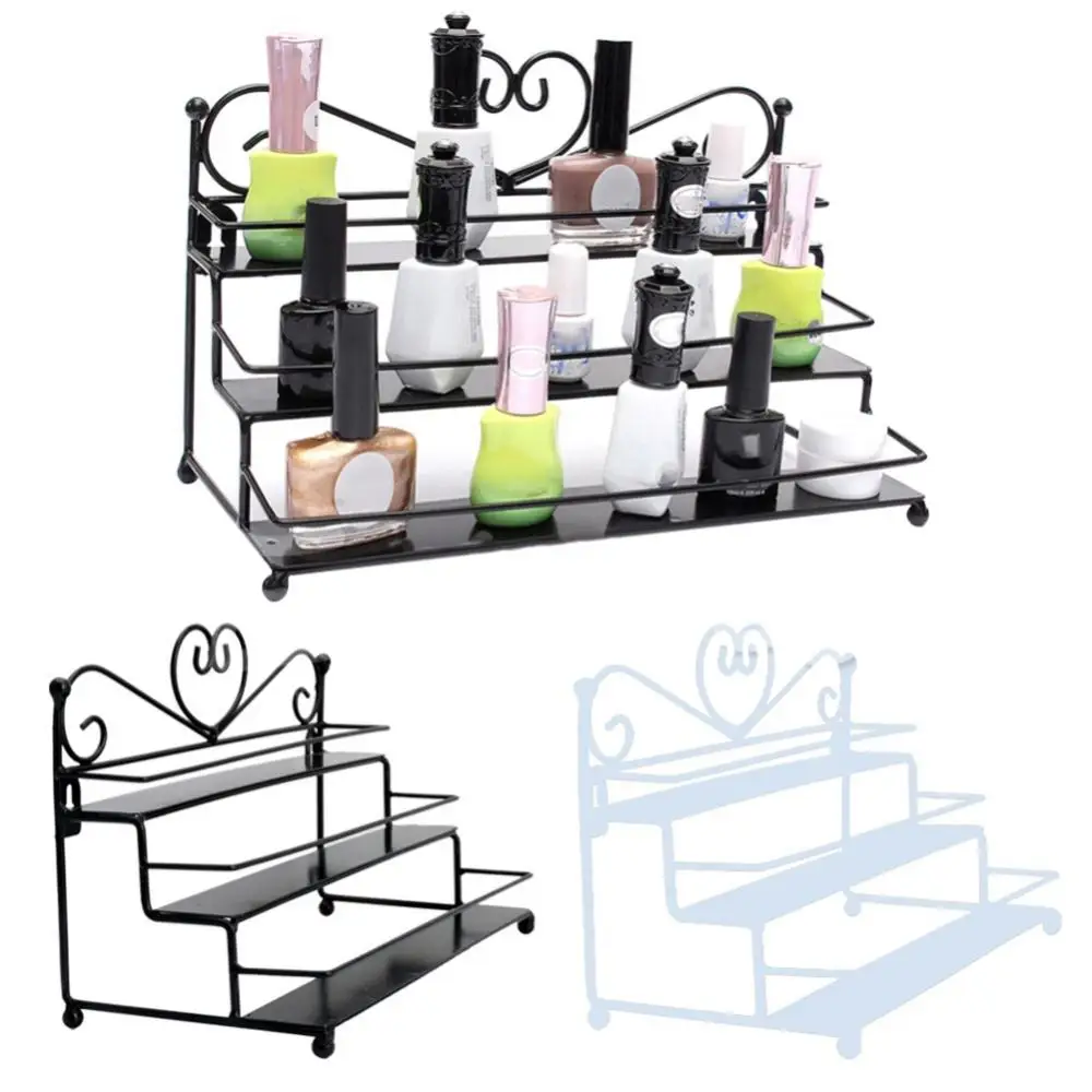 Scaffale per smalti per unghie a forma di cuore a 3 strati, espositore per cosmetici, organizer per rack, espositore per smalti per unghie, scaffale per gel