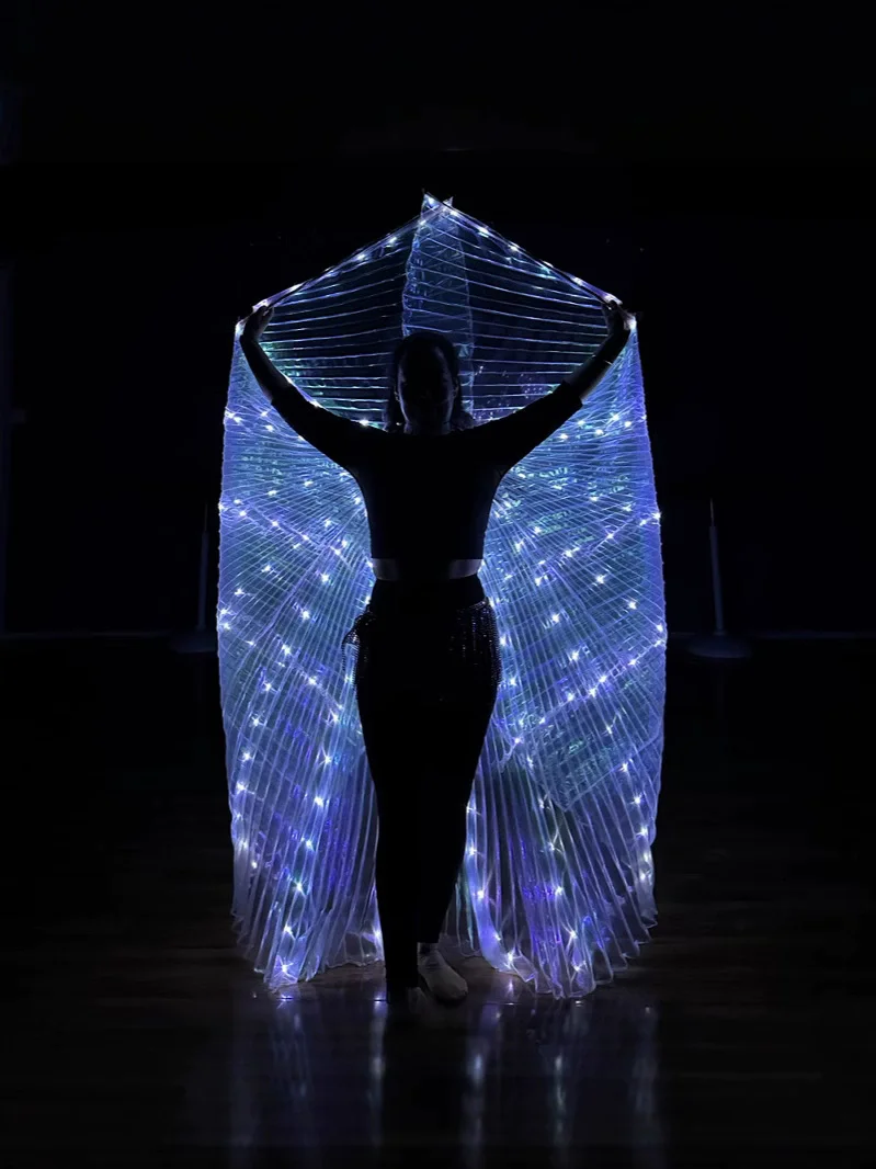 여성 나이트 클럽 성능 조명 밸리 댄스 날개 무대 속성 화려한 LED 이시스 날개 360도 플래시 조명