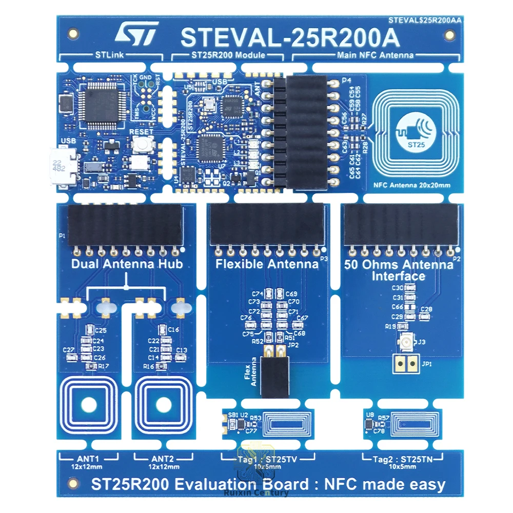FOR ST STEVAL-25R200SA ST25R200 NFC Reader 13.56MHz Evaluation Discovery Kit Reader/Writer ISO 14443A/B ISO15693 T1T-T5T