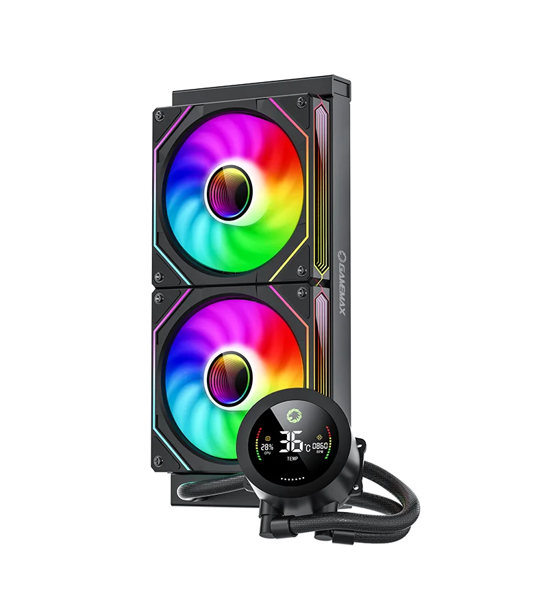 

GAMEMAX--IceBurg240 Digital BK Factory Customizable Freezer Compatible 240mm Water Cooler PWM-controlled Liquid Cooler