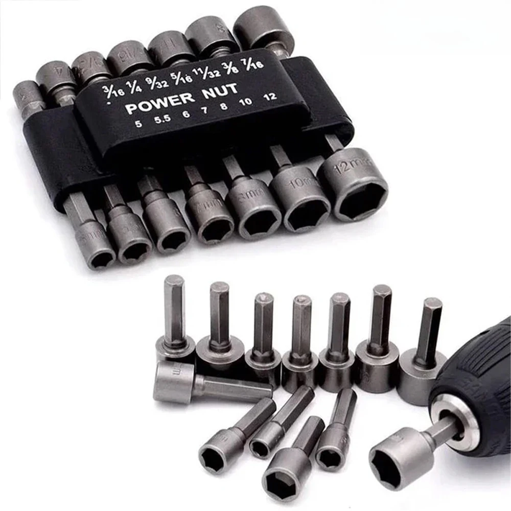 Kit Bits Soquete 5-13mm 8 Peças Multifuncional Profissional para Parafusadeira e Furadeira, Ferramentas
