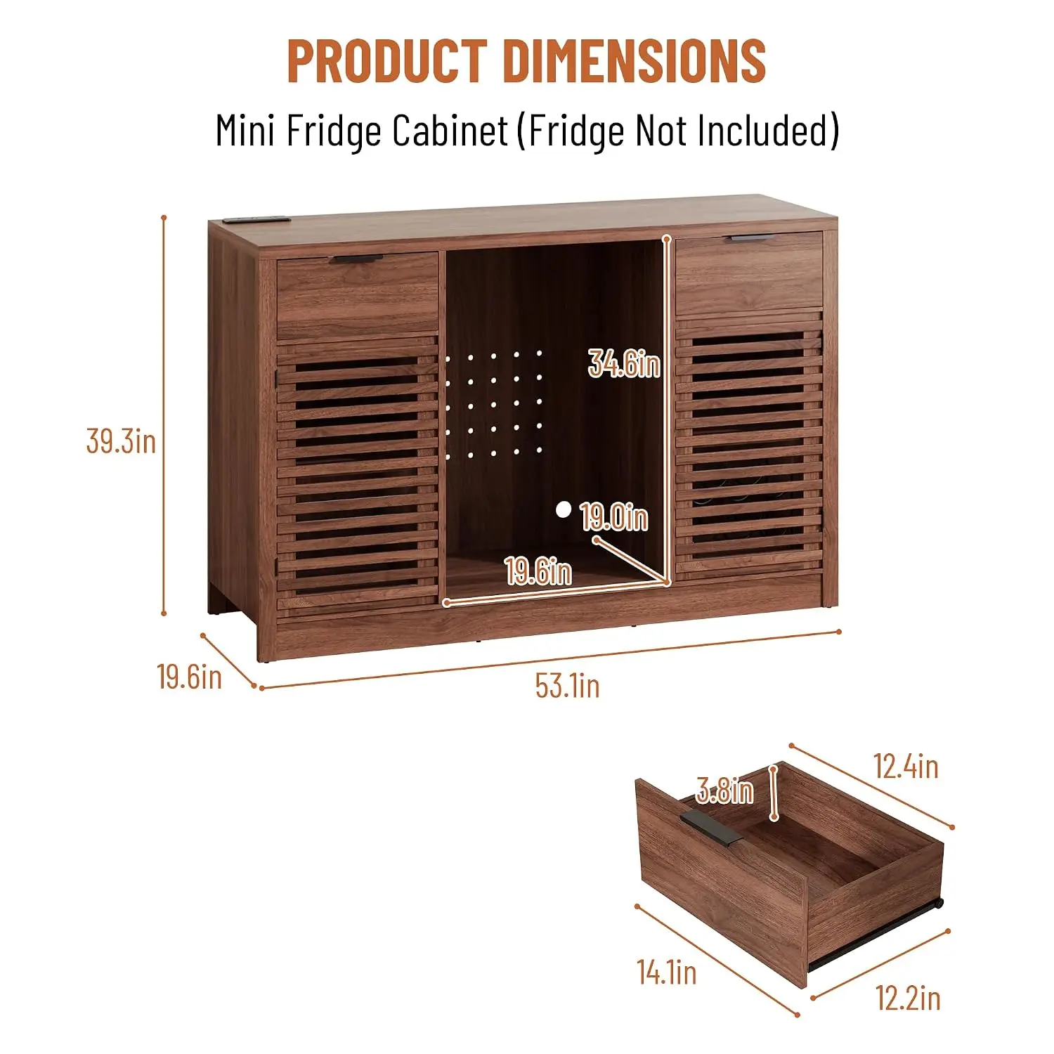 Fluted Coffee Bar Cabinet with Fridge Space & Power Outlets, Wine Rack Glass Holder, Mini Fridge Stand Charging Station, Kitchen view 2