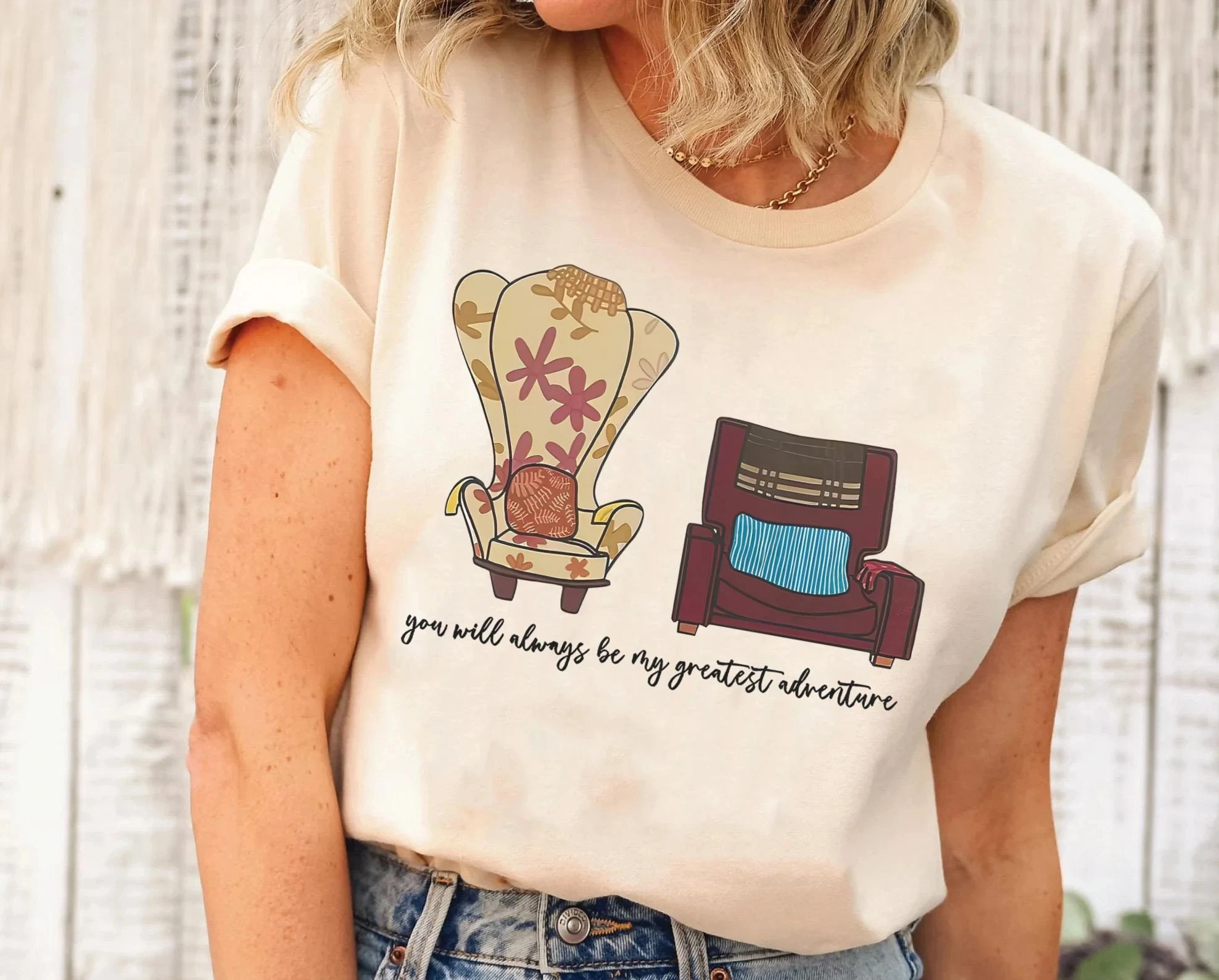 Disney pixar filme camiseta diversão carl e ellie cadeiras a melhor aventura camiseta disneyland casal romântico camiseta