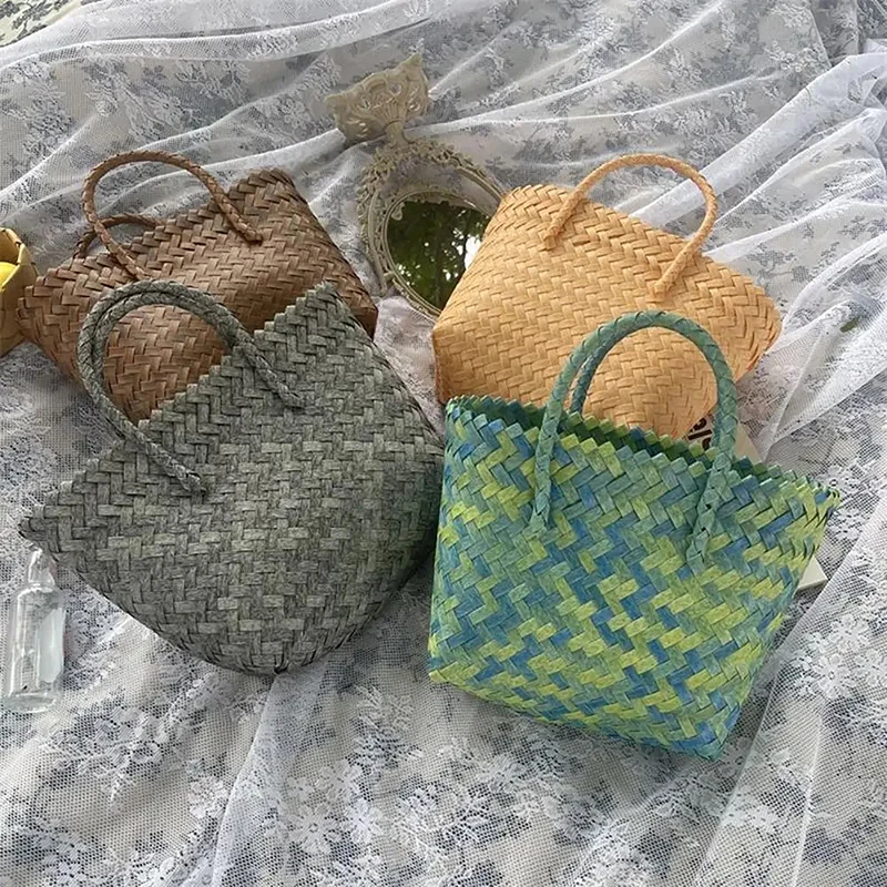 

New Vintage Straw Woven Tote Bag Women's Handbag Gift Basket Perfect for Summer Versatile Use Made in China