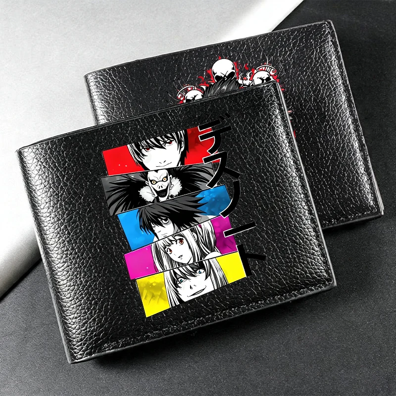 Death Note Hip-Hop PU-Geldbörse für Männer, Anime-Cartoon-Bedruckte Brieftaschen, Tragbare Mode-Kreditkartenhalter für Männer, Geschenke