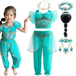 Jasmine Princess Sets Girls Cartoon Role Playing Costume Children Arab Princess Pagent Photography Clothes Luxury Outfits