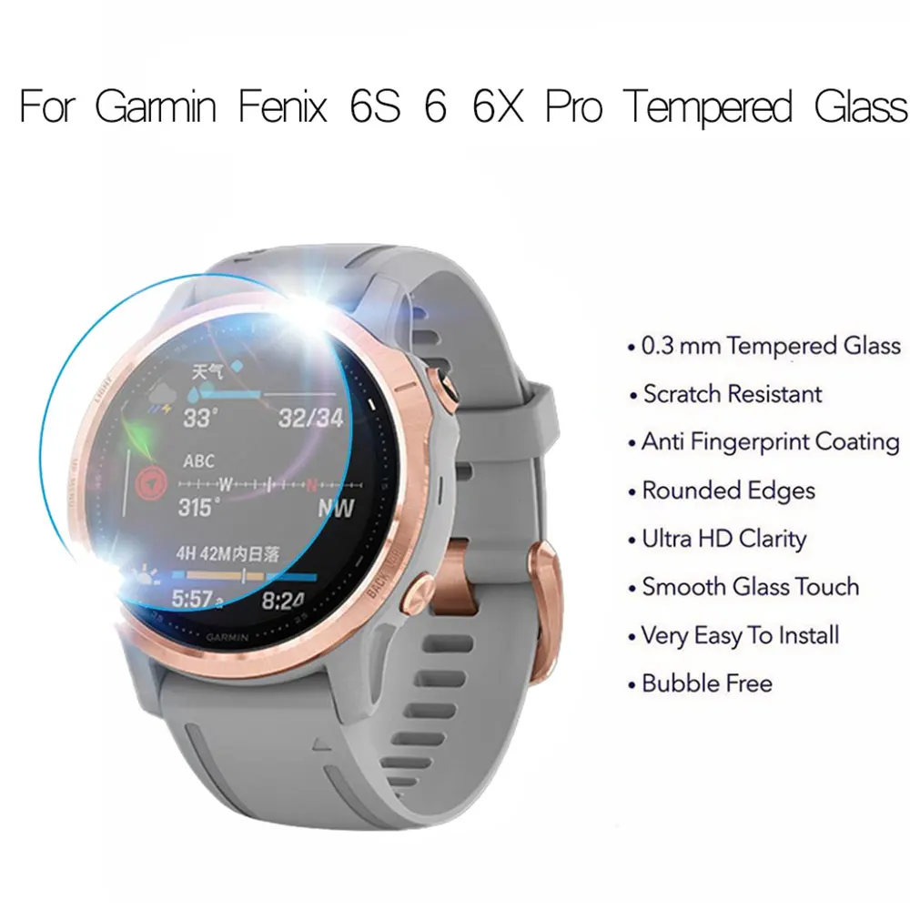 3pcs Watch Screen Protector Film For Garmin Fenix 5 5s Plus 6S 6X 6 Pro Protective Ultra Clear Tempered Glass Film