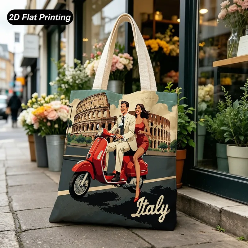 Vintage Italian Roman Style15.7x13.8 Inch Large Capacity Tote Bag Women's Handbag for Shopping Commute Travel Bag As A Gift