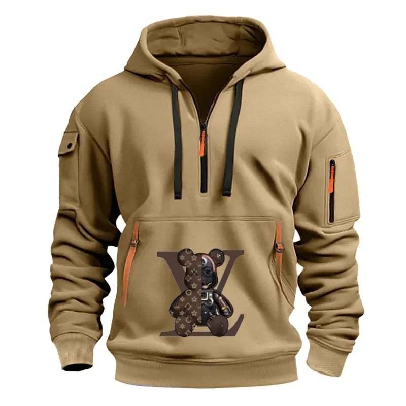 

2025 Multi-pocket zipper hooded casual shirt, men's and women's oversized loose pullover, fashionable sportswear top