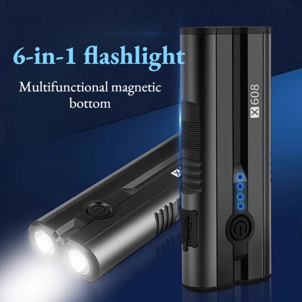 X608 Super Bright LED Flashlight Strong Magnet Long Lasting Rechargeable Torch for Auto Repair Outdoor Camping Daily Maintenance