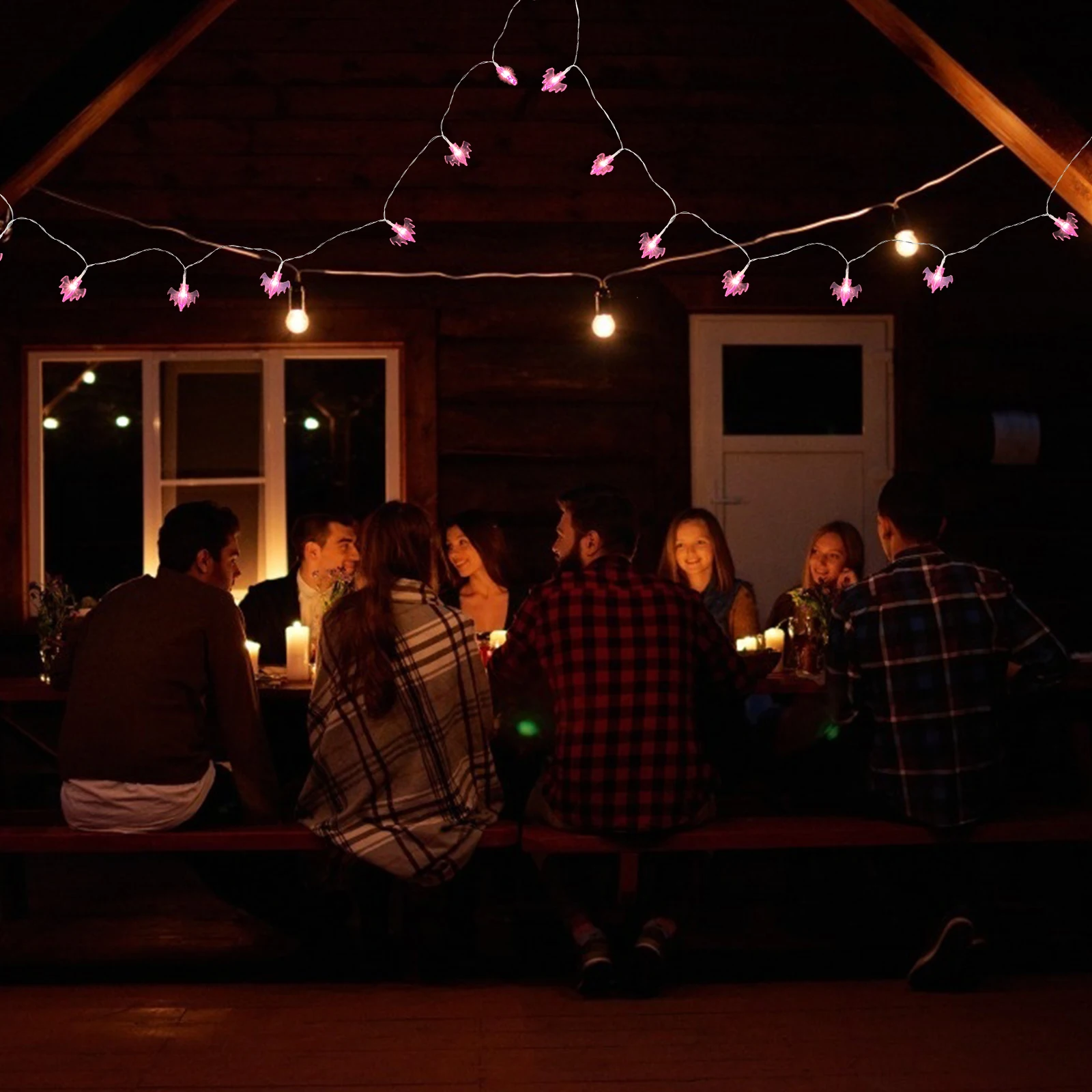

1pc Led String Light Waterproof Halloween Bat Decor Durable Outdoor Night Luminous Decoration Party Bat String Light
