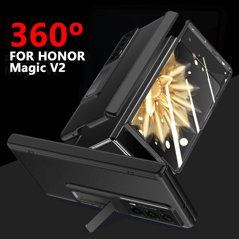 

Luxury Hinge Screen Protector Case for Honor Magic V2 V 2 2023 Official Case Shockproof Back Cover Kickstand Skin Case