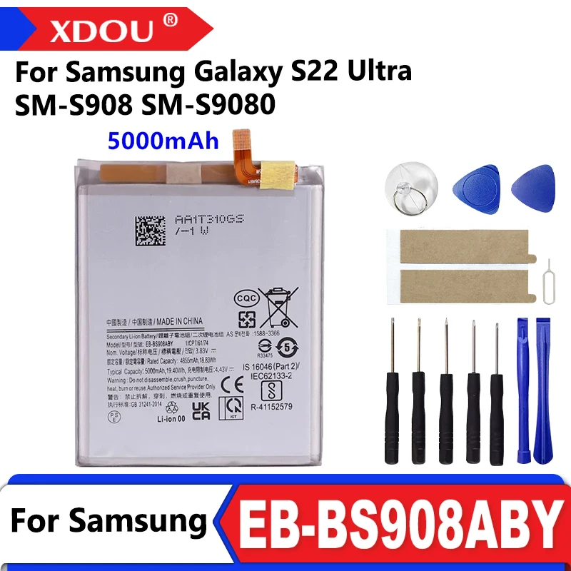 

Совершенно новый сменный аккумулятор EB-BS908ABY 5000 мАч для Samsung Galaxy S22 Ultra S22Ultra SM-S908 SM-S9080, аккумуляторы для телефонов + ИНСТРУМЕНТЫ