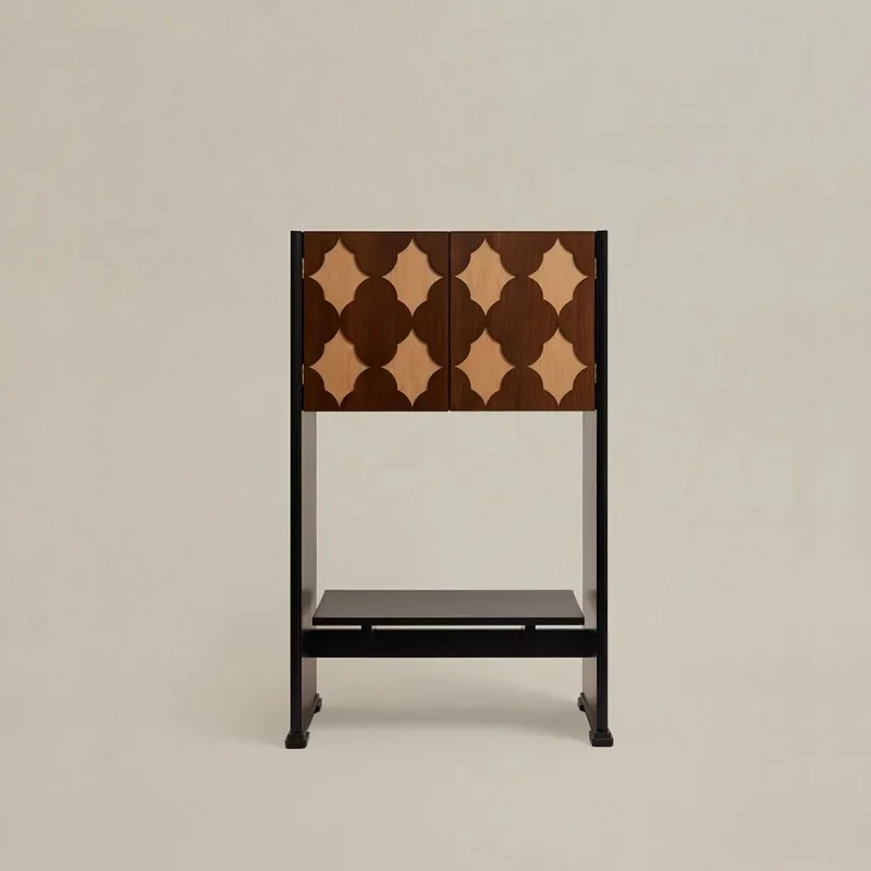 Begonia pattern dining side cabinet, entrance cabinet, Chinese medieval solid wood furniture