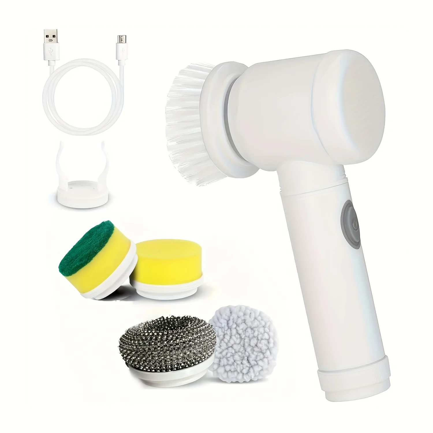 Electric Spin Brush, Spin Scrubber for Cleaning, Cleaning Brush with 5 Replaceable Brush Heads, Handheld Electric Scrubber for Bathtub, Floor, Tile, Stove, Glass, Sink