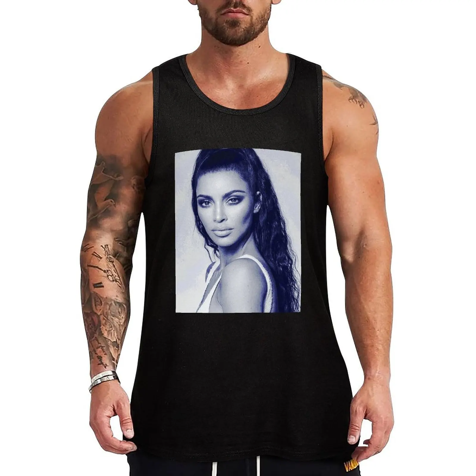 Kim K Artwork Tank Top Beach Vacation Tank Top Casual Sleeveless Loose Top