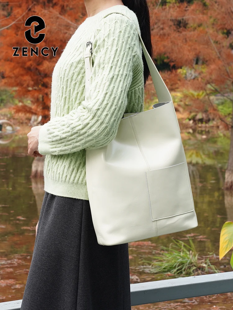 

Новая модная большая сумка-тоут Zency, женская сумка для покупок, сумка из коровьей кожи, композитная сумка