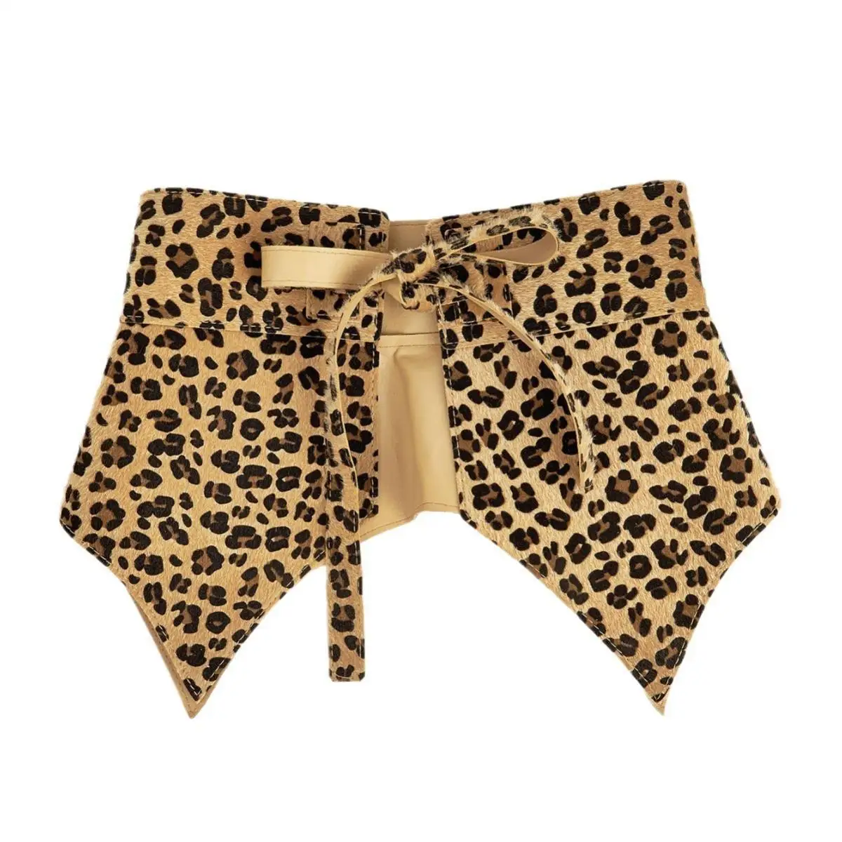 Bound Waist Tie - One-Tie Leopard Print Accent for Dresses, Artistic Cincher Belt Wide Sash Woman Accessories Clothes