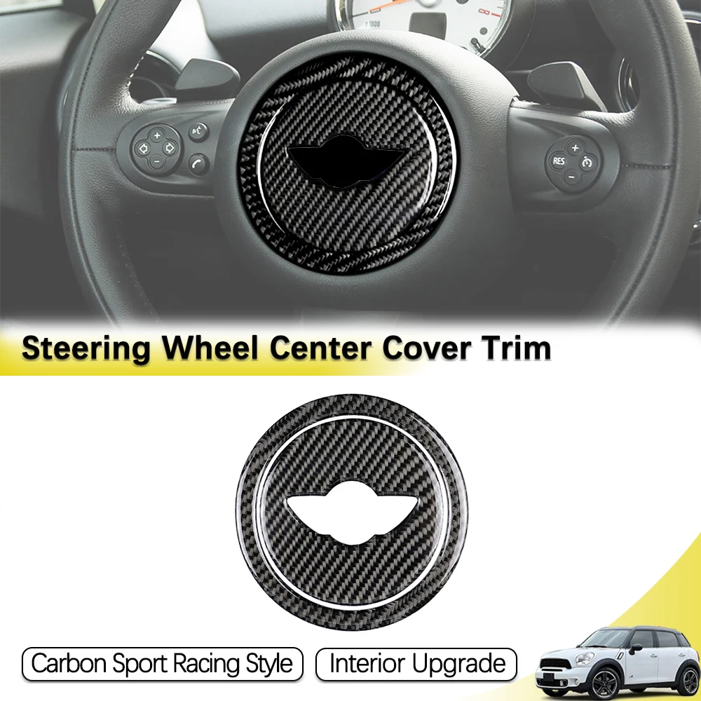Steering Wheel Center Sticker Decorative Cover Trim for BMW Mini Cooper 2014-2024 Carbon Fiber Interior Accessories F55 F56