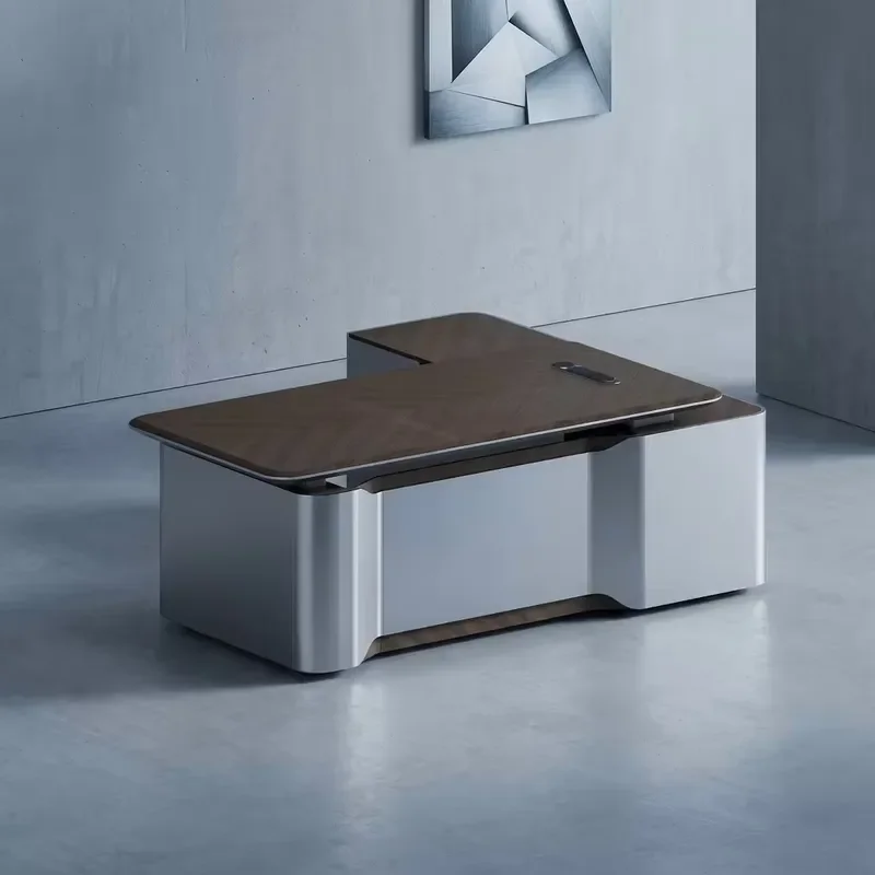 for Intelligent Wireless Charging Durable Eco Friendly L Shaped Trapezoidal Administrative Desk Manager Table with