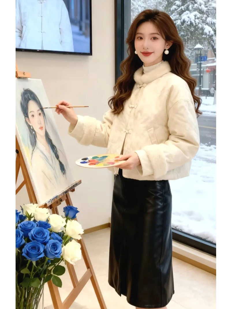 

New Chinese Sle Stand Collar Luxury Women's Autumn Winter Retro Temperament National Sle Warm Cold European Sle Jaet ...