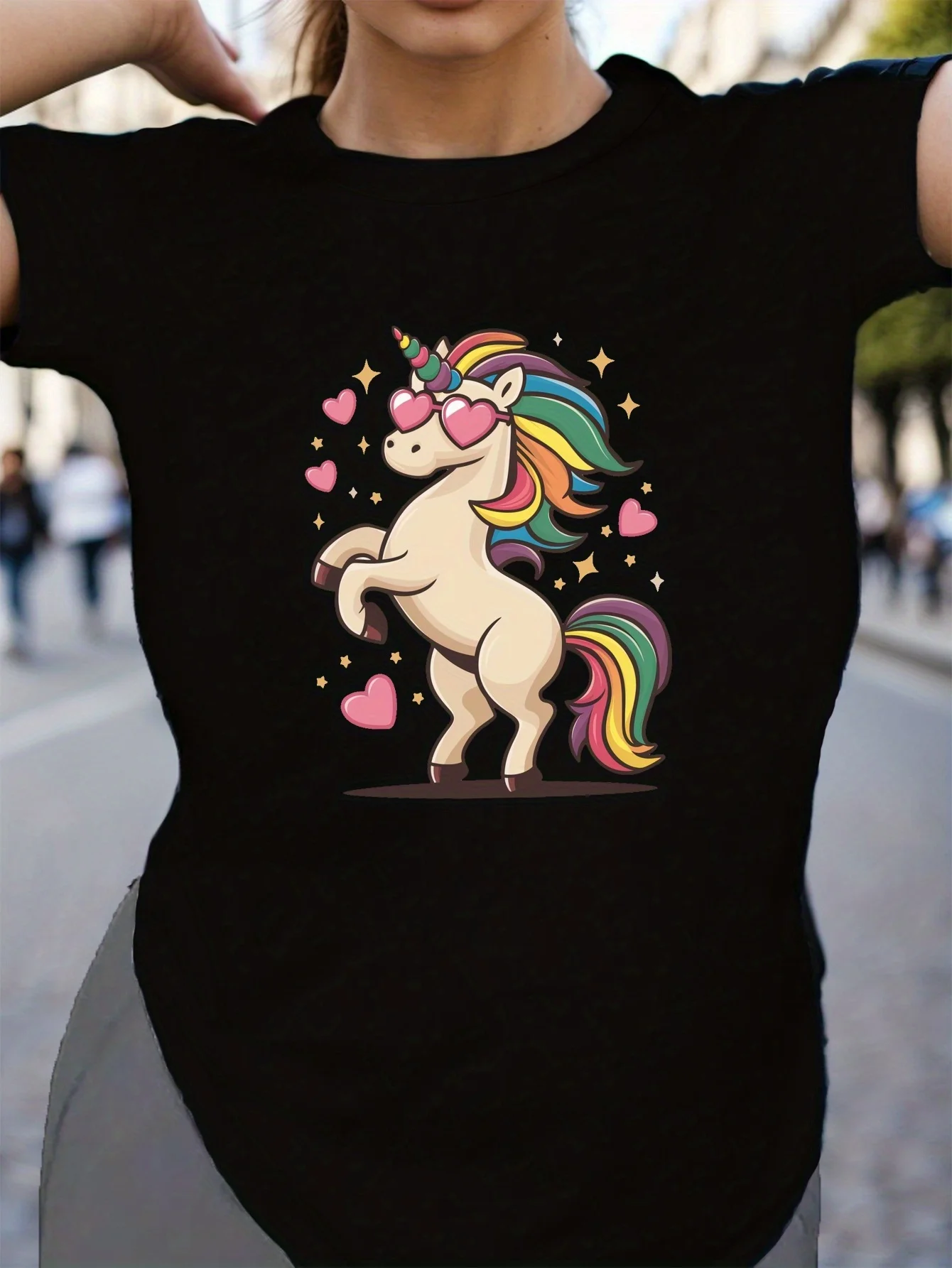 Playful Rainbow Unicorn Women's Comfit T-shirt  Women's Clothing Ports and Summer