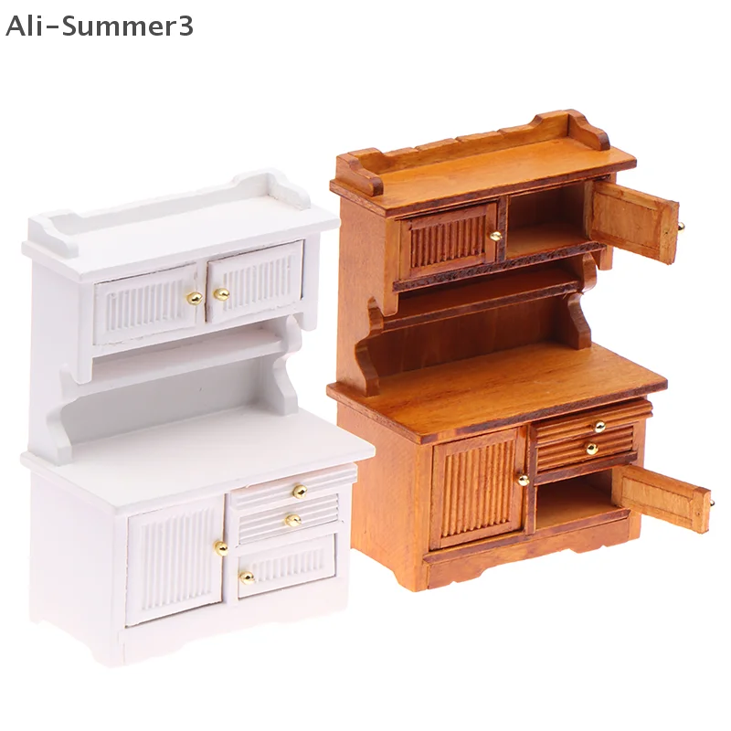 HMA76-1/12 인형집 미니 사이드보드 책장 인형 집 미니어처 주방 가구 장식 장난감 인형 집 생활 장면 액세서리