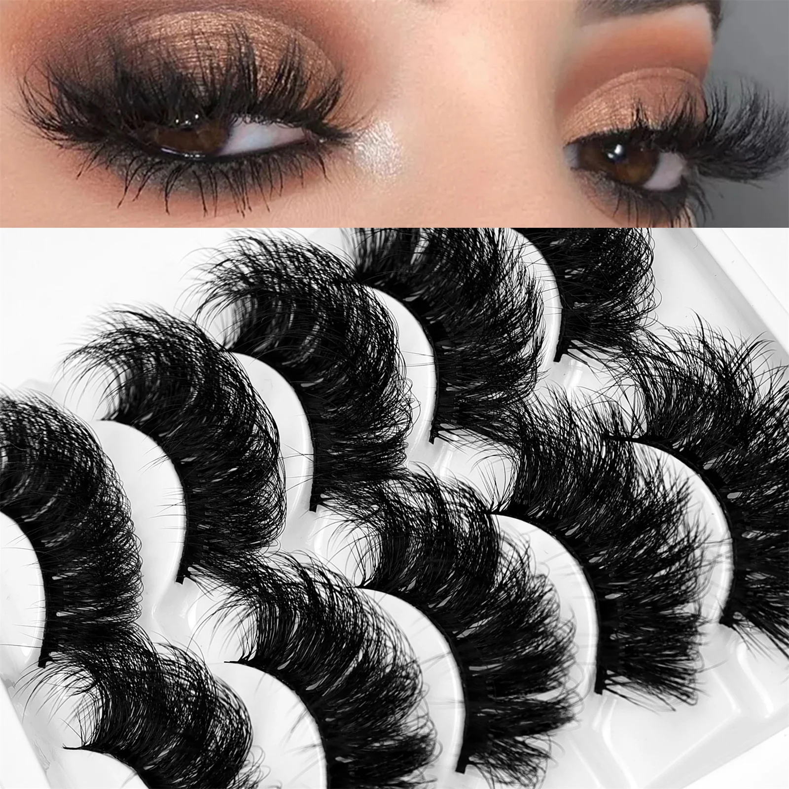 5 Pairs Eyelashes Faux Mink Eyelashes Long Lasting Fluffy Mink Lashes Dramatic Volume lashes Extension Thick Long