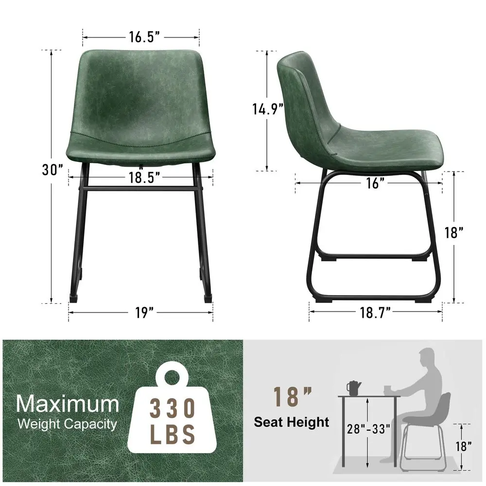 

Комплект из 2 стульев, обеденные стулья без подлокотников из искусственной кожи с спинкой, 18 современных кухонных стульев для столовой с металлическими ножками для дома G