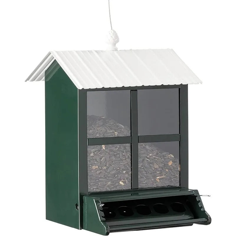 

Squirrel-X Feeder with Perch for Sunflower/Mixed Seed 4 Feeding Ports, 6 lb Capacity, Green