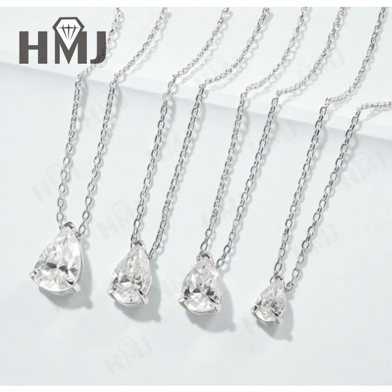 Moissanit-Halskette mit 1/2/3/4 Karat D-Farbe Birnenförmiger Moissanit S925 Vergoldete Kette in Weiß, Gelb oder Roségold für Damen, Verlobung, Alltag und Charme – Detail 15